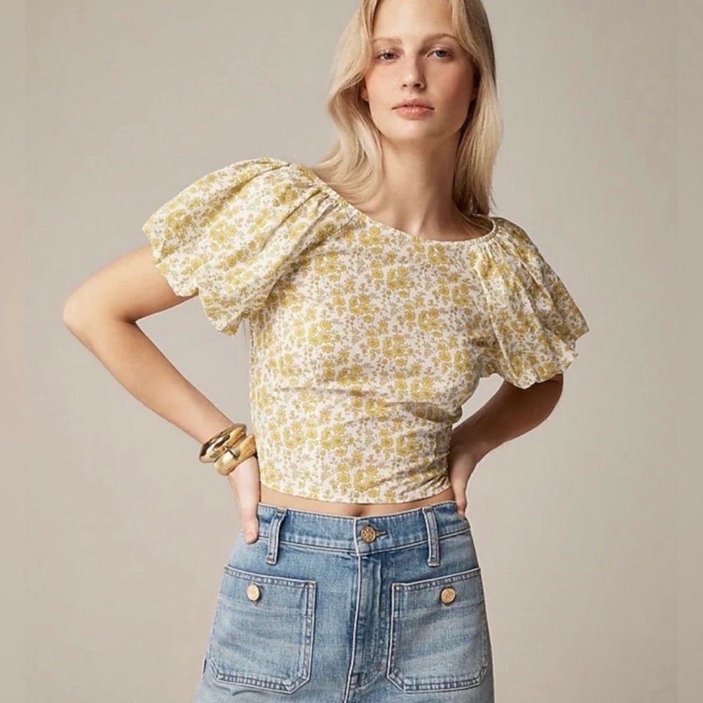 NWT J.Crew Fitted puff-sleeve top in Liberty™ Capel fabric